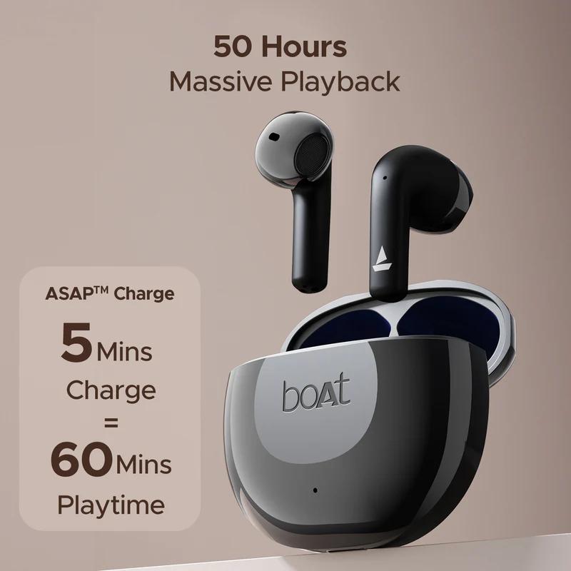 boAt Airdopes 125 True Wireless Earbuds with 50 Hours Playback, BEAST™ Gaming Mode, ENx™ Noise Cancellation & ASAP™ Charge (Original)