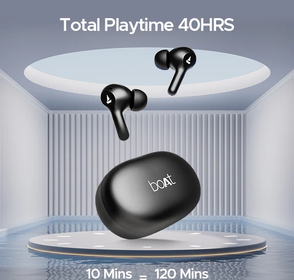 boAt Airdopes 71 w/ 40 HRS Playback, ENx Technology & Beast Mode(Low Latency) Bluetooth (Active Black, True Wireless)
